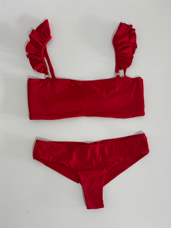 Bikini rojo con olanes Talla Grande